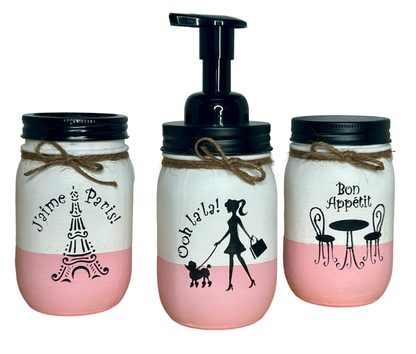 Parisian Mason Jar Bathroom Set