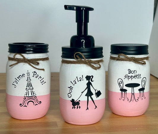 Parisian Mason Jar Bathroom Set