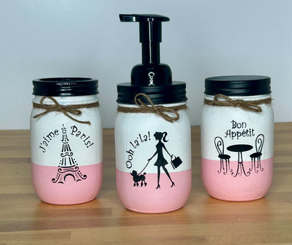 Parisian Mason Jar Bathroom Set
