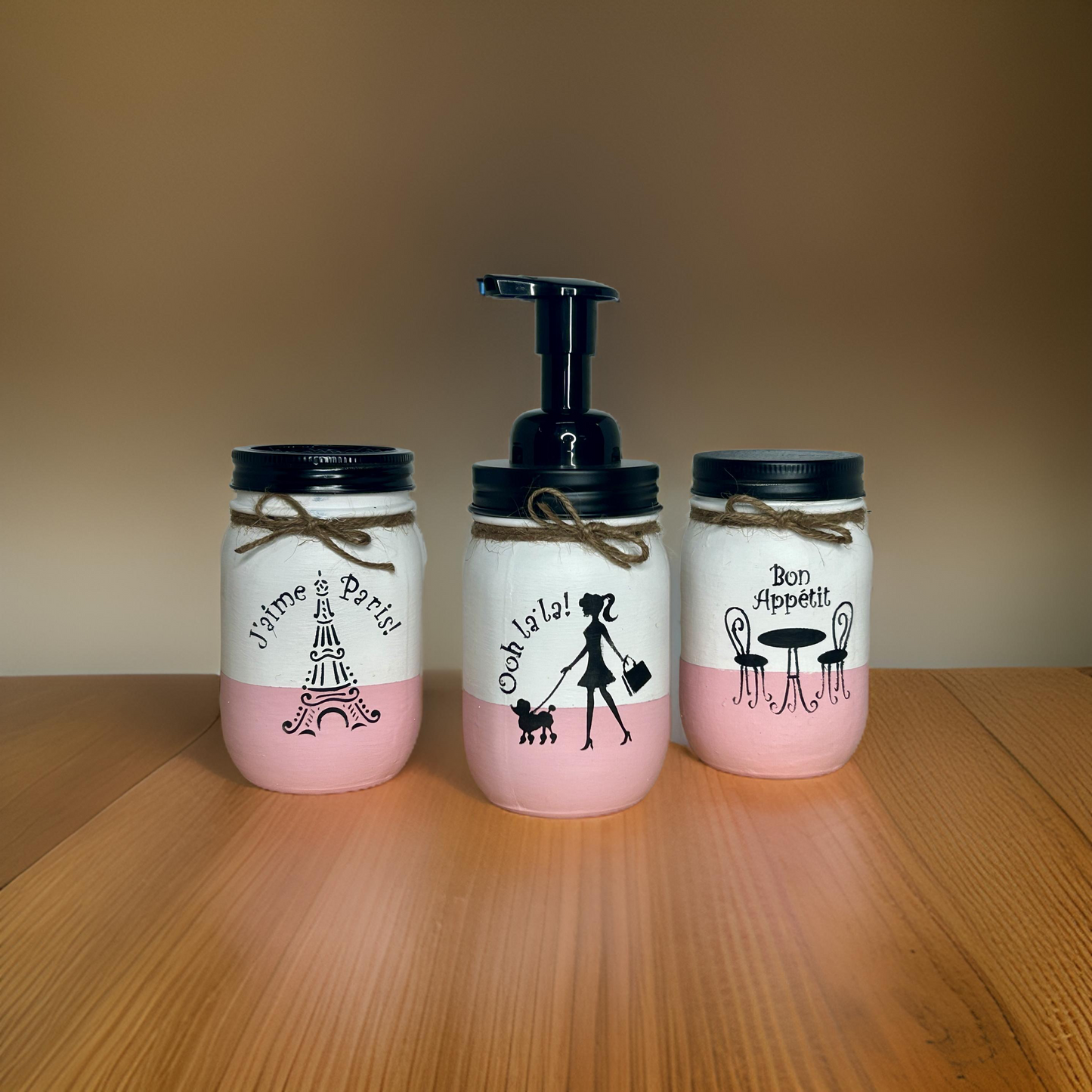 Parisian Mason Jar Bathroom Set