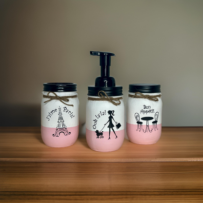 Parisian Mason Jar Bathroom Set