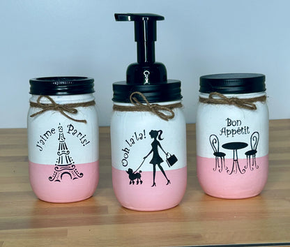 Parisian Mason Jar Bathroom Set