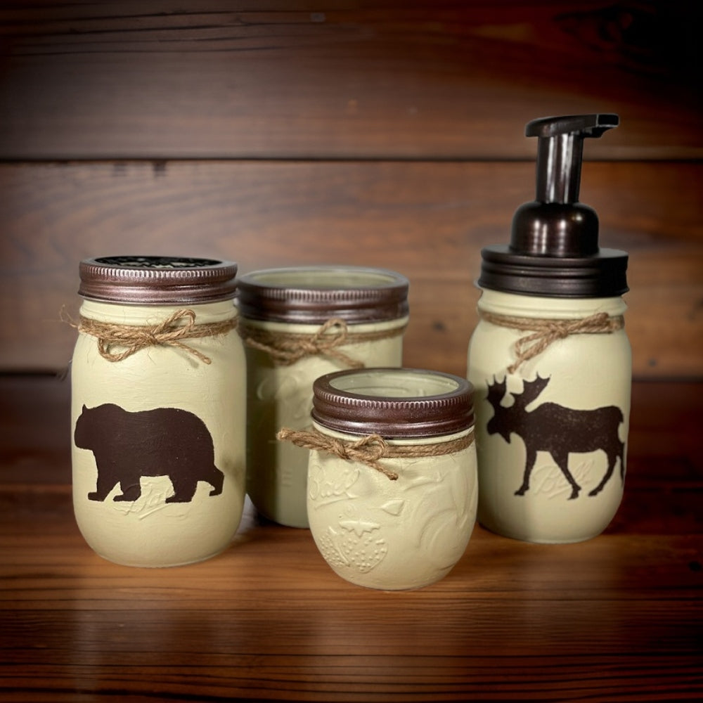 Bear & Moose Mason Jar Bathroom Set