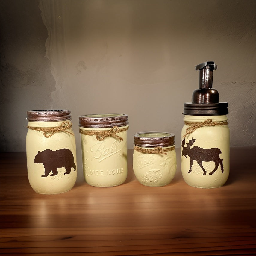 Bear & Moose Mason Jar Bathroom Set