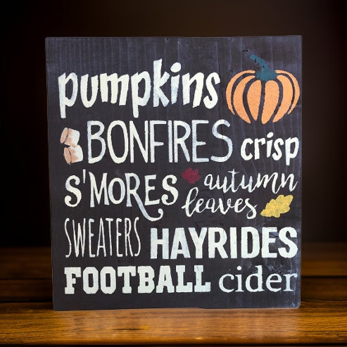 Fall Favorites Wood Wall Sign