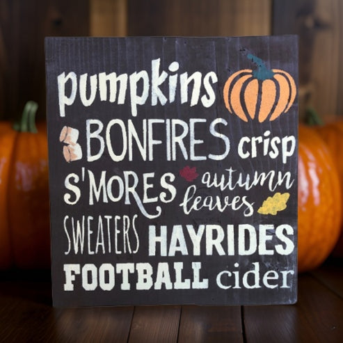 Fall Favorites Wood Wall Sign