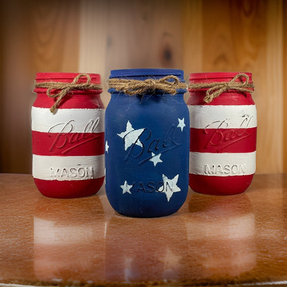 American Flag Mason Jars