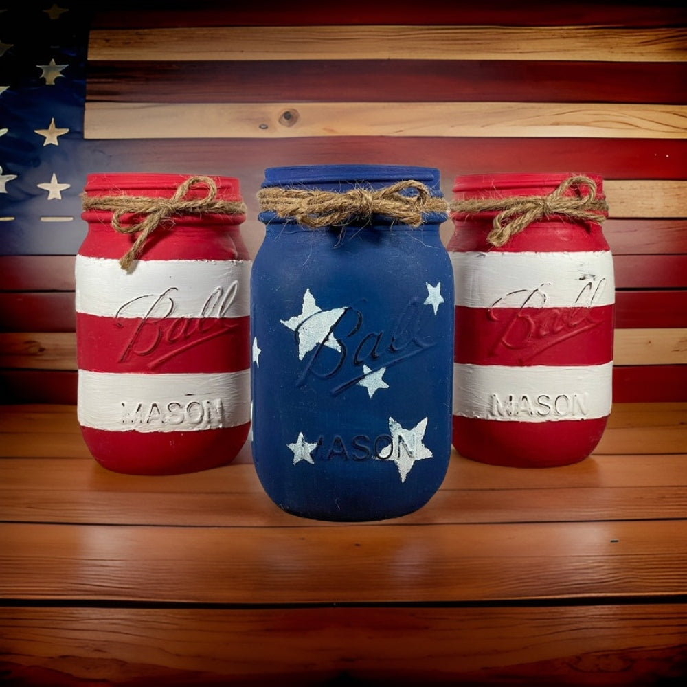 American Flag Mason Jars