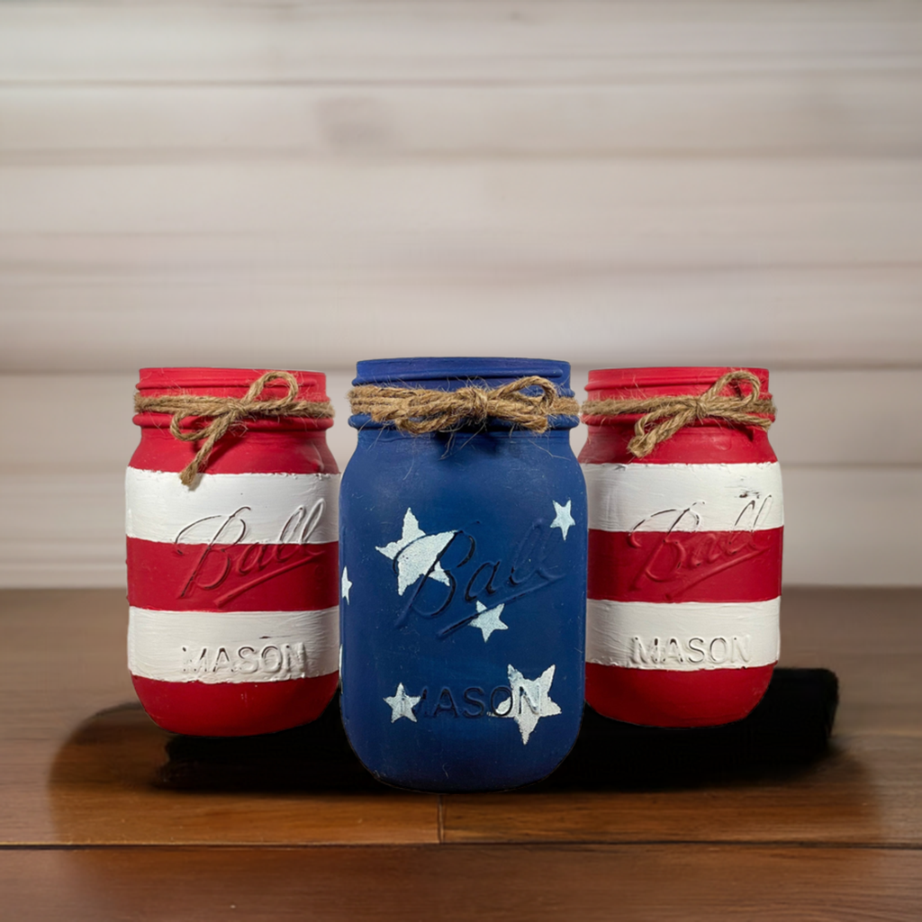 American Flag Mason Jars