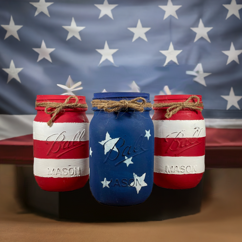 American Flag Mason Jars