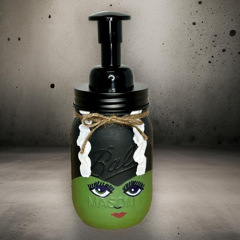 Bride of Frankenstein Mason Jar Hand Soap Dispenser