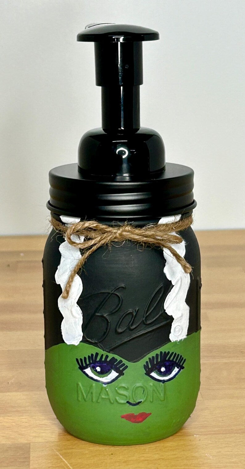 Bride of Frankenstein Mason Jar Hand Soap Dispenser