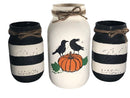 Crow & Pumpkin Mason Jars / Fall Mason Jars / Autumn Decor / Painted Mason Jars