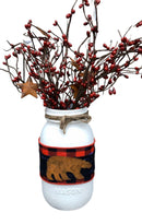 Buffalo Plaid Bear Mason Jar / Mason Jar Centerpiece / Mason Jar Decor / Painted Mason Jar