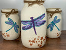 Dragonfly Mason Jars / Dragonfly Decor / Mason Jar Centerpiece / Painted Mason Jars