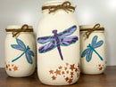 Dragonfly Mason Jars / Dragonfly Decor / Mason Jar Centerpiece / Painted Mason Jars