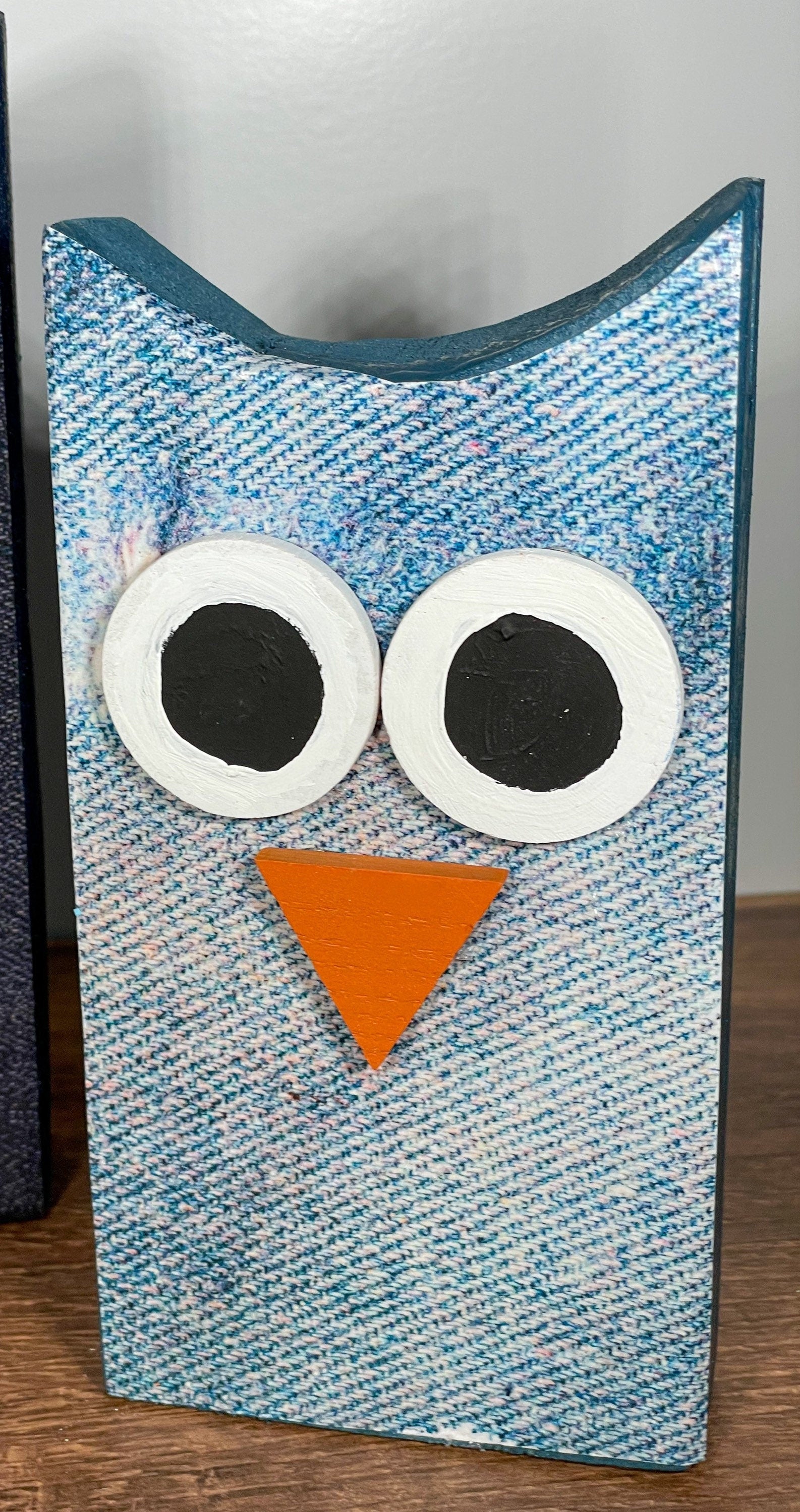 Denim Owl Wood Blocks / Owl Decor / Country Home Decor / Wood Blocks