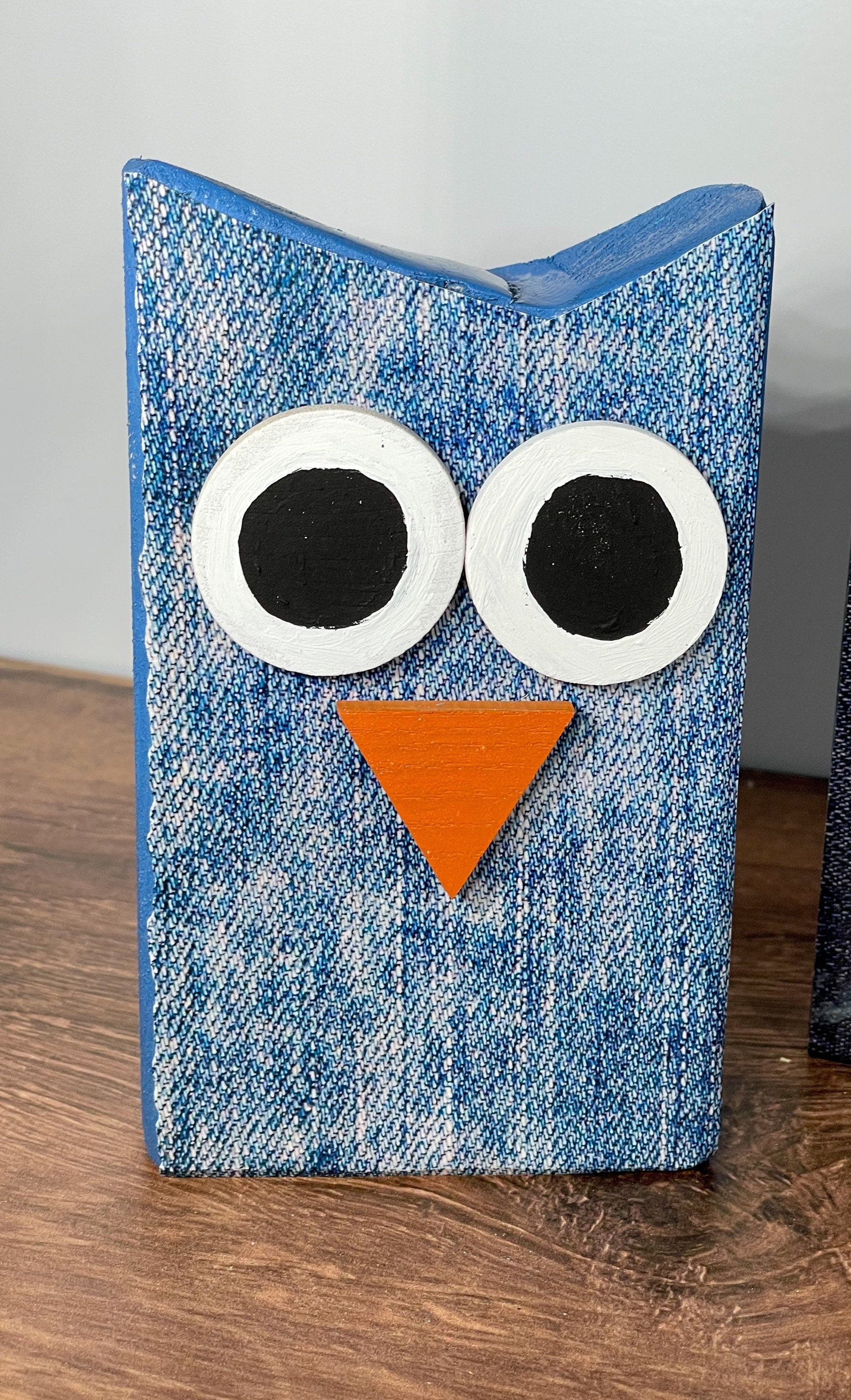 Denim Owl Wood Blocks / Owl Decor / Country Home Decor / Wood Blocks