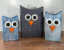 Denim Owl Wood Blocks / Owl Decor / Country Home Decor / Wood Blocks