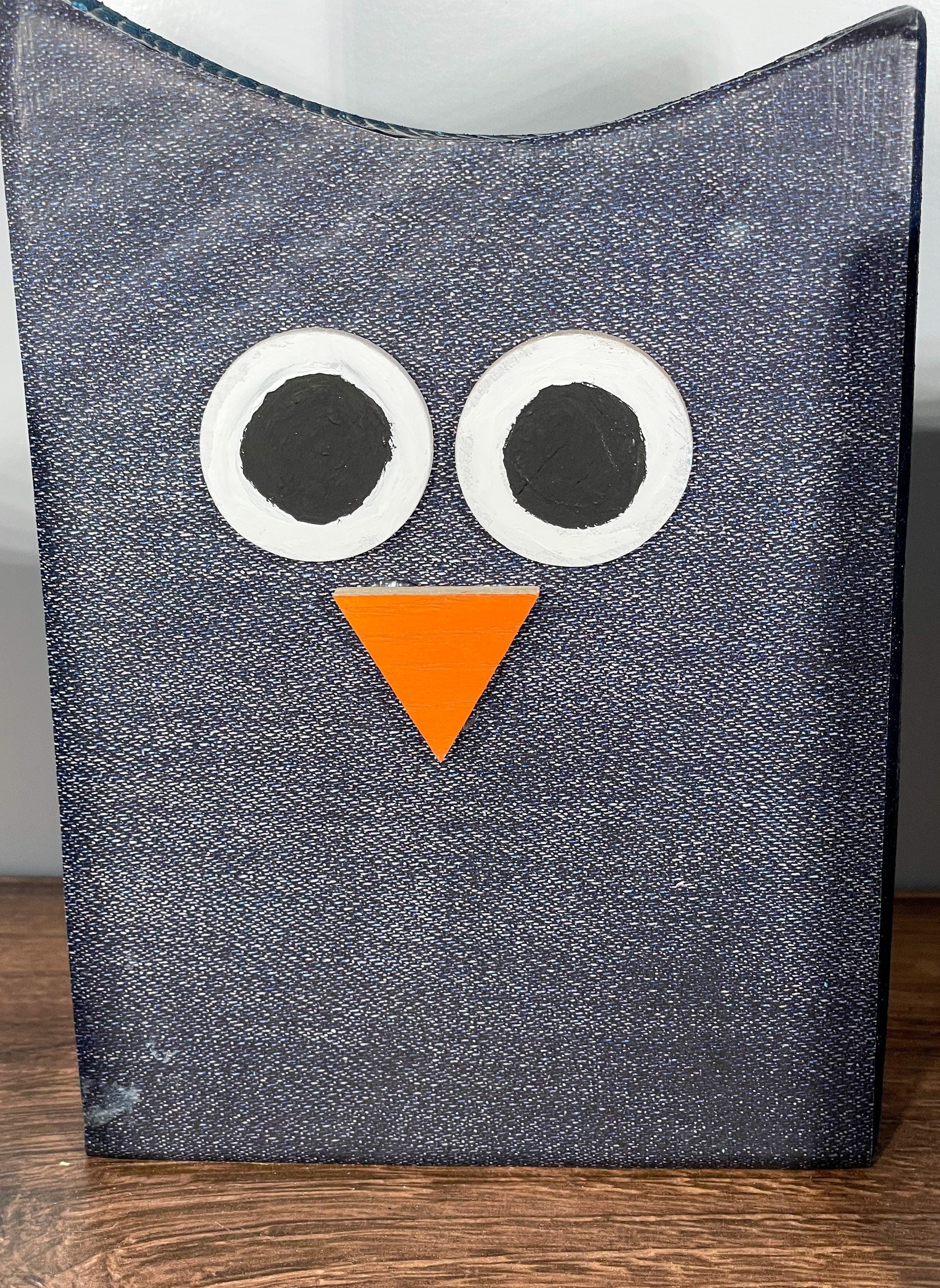 Denim Owl Wood Blocks / Owl Decor / Country Home Decor / Wood Blocks