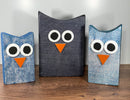 Denim Owl Wood Blocks / Owl Decor / Country Home Decor / Wood Blocks