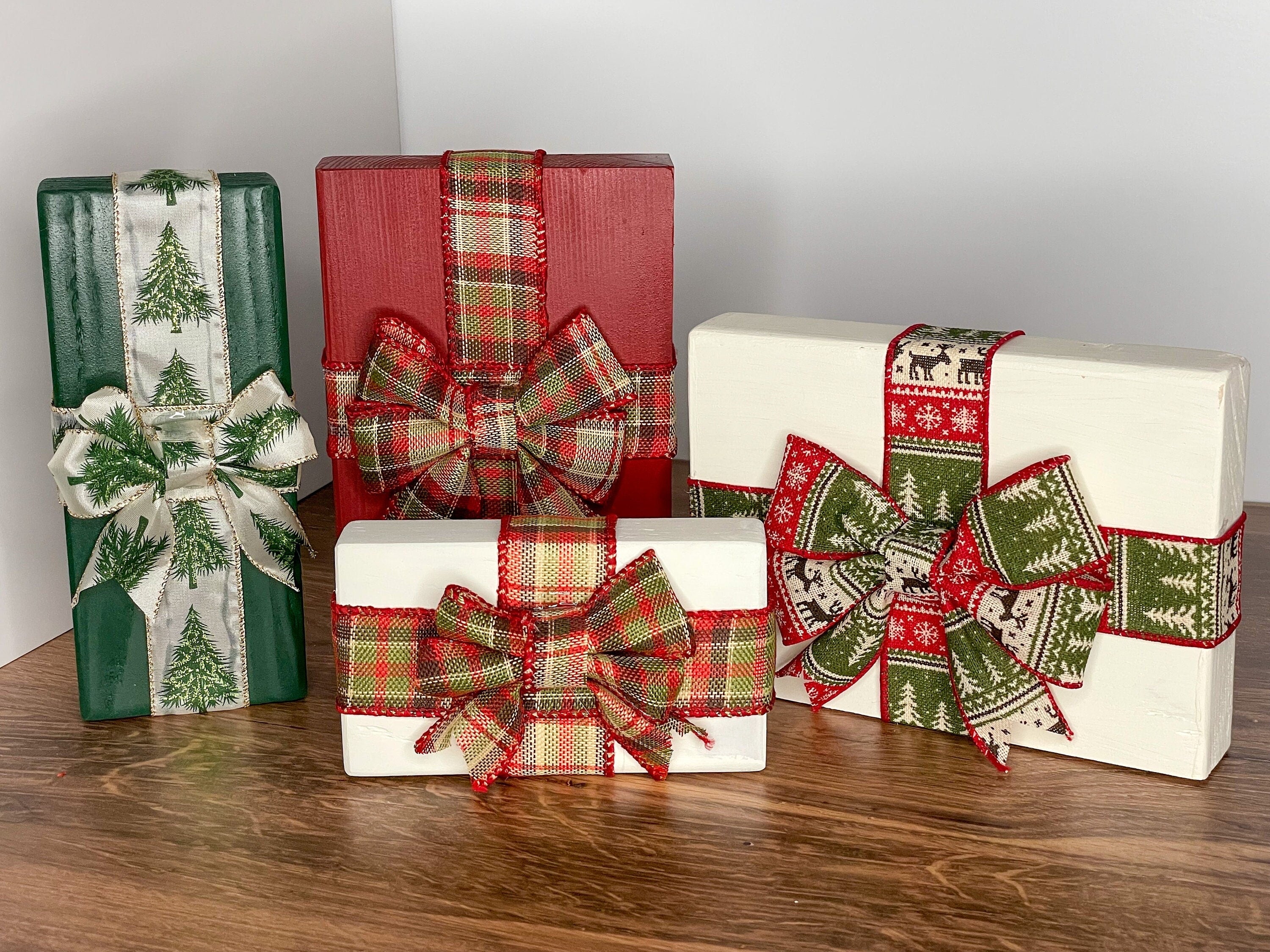 Classic Christmas Gift Wood Blocks