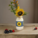 Sunflower & Denim Mason Jar / Sunflower Mason Jar / Mason Jar Centerpiece / Painted Mason Jars