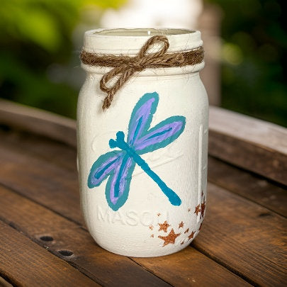 Dragonfly Mason Jars / Dragonfly Decor / Mason Jar Centerpiece / Painted Mason Jars