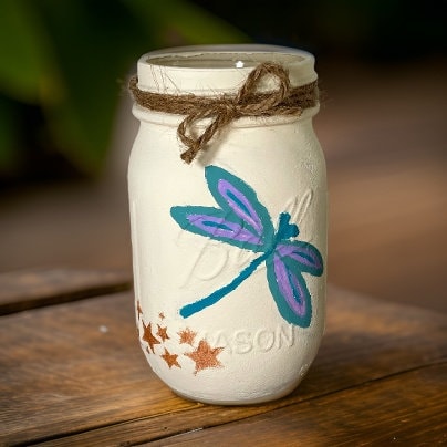 Dragonfly Mason Jars / Dragonfly Decor / Mason Jar Centerpiece / Painted Mason Jars