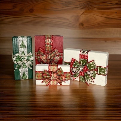 Classic Christmas Gift Wood Blocks