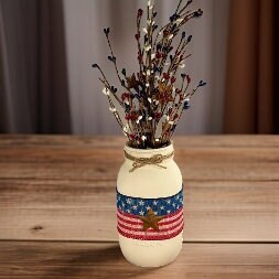 American Flag Mason Jar / 4th of July Centerpiece / Mason Jar Centerpiece / Painted Mason Jars