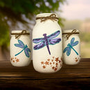 Dragonfly Mason Jars / Dragonfly Decor / Mason Jar Centerpiece / Painted Mason Jars