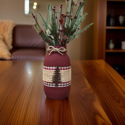 Primitive Christmas Tree Mason Jar