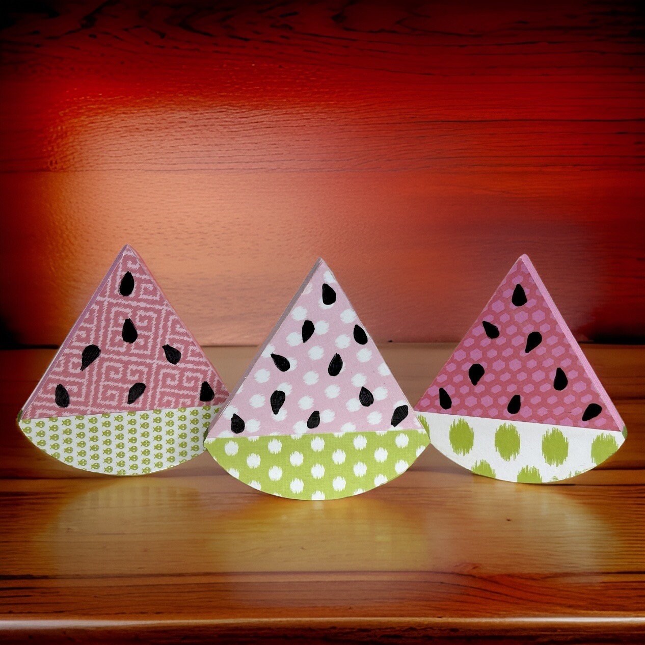 Watermelon Wood Cutouts / Watermelon Decor / Watermelon Wood Blocks / Tiered Tray Decor