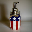 Americana Mason Jar Hand Soap Dispenser / Mason Jar Bath Decor / Soap Dispenser / Painted Mason Jars