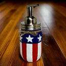 Americana Mason Jar Hand Soap Dispenser / Mason Jar Bath Decor / Soap Dispenser / Painted Mason Jars