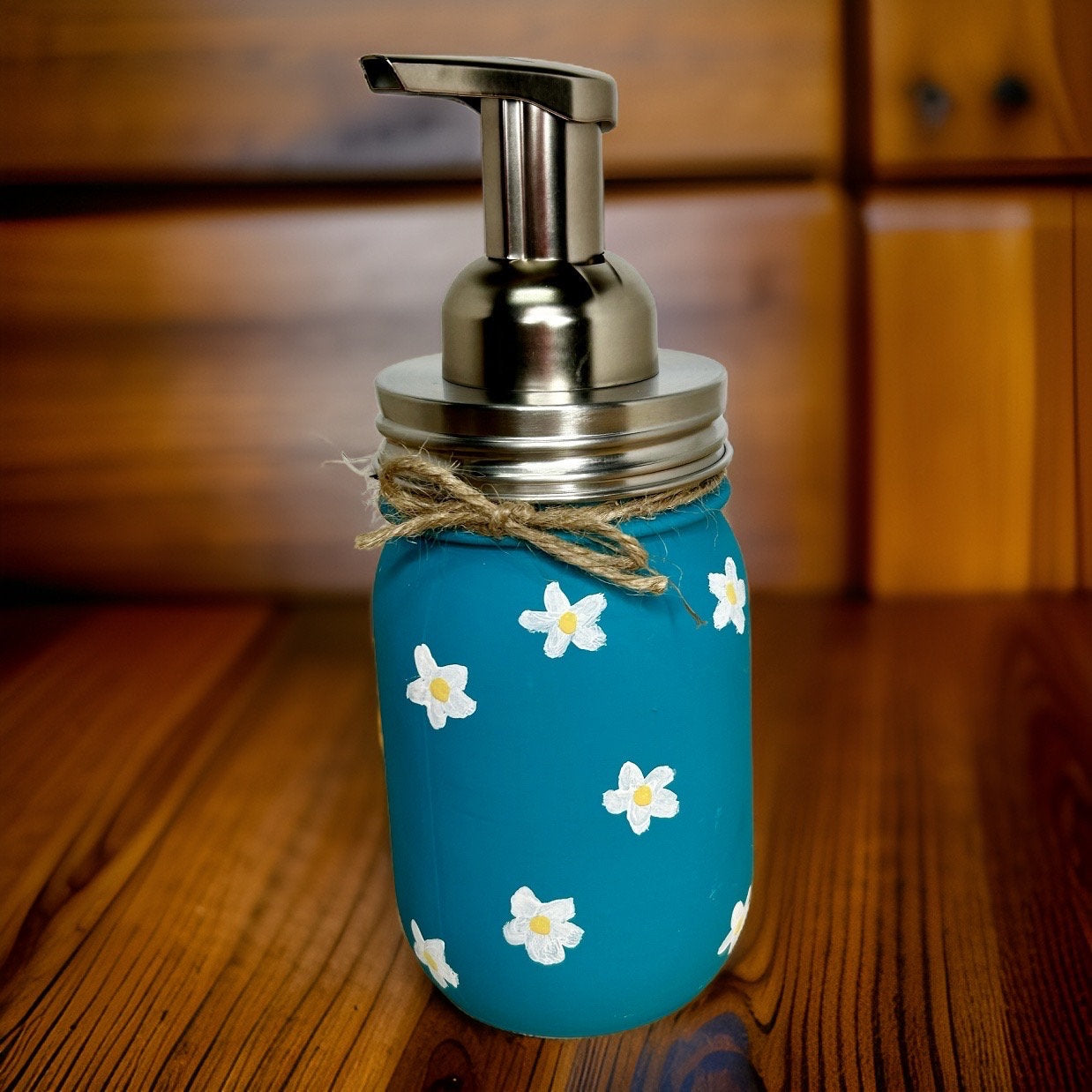 Daisy Mason Jar Hand Soap Dispenser