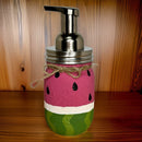 Watermelon Mason Jar Hand Soap Dispenser / Mason Jar Bath Decor / Soap Dispenser / Painted Mason Jars