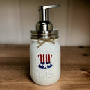 Uncle Sam Mason Jar Hand Soap Dispenser / Mason Jar Bath Decor / Soap Dispenser / Painted Mason Jars