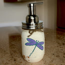 Dragonfly Mason Jar Hand Soap Dispenser / Mason Jar Bath Decor / Soap Dispenser / Painted Mason Jars