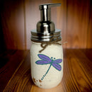 Dragonfly Mason Jar Hand Soap Dispenser / Mason Jar Bath Decor / Soap Dispenser / Painted Mason Jars