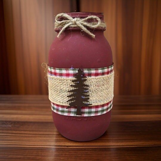 Primitive Christmas Tree Mason Jar