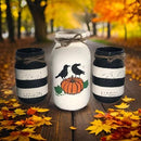 Crow & Pumpkin Mason Jars / Fall Mason Jars / Autumn Decor / Painted Mason Jars