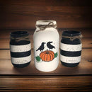 Crow & Pumpkin Mason Jars / Fall Mason Jars / Autumn Decor / Painted Mason Jars