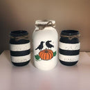 Crow & Pumpkin Mason Jars / Fall Mason Jars / Autumn Decor / Painted Mason Jars