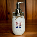 Uncle Sam Mason Jar Hand Soap Dispenser / Mason Jar Bath Decor / Soap Dispenser / Painted Mason Jars