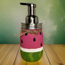 Watermelon Mason Jar Hand Soap Dispenser / Mason Jar Bath Decor / Soap Dispenser / Painted Mason Jars