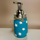 Daisy Mason Jar Hand Soap Dispenser / Mason Jar Bath Decor / Soap Dispenser / Painted Mason Jars