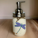 Dragonfly Mason Jar Hand Soap Dispenser / Mason Jar Bath Decor / Soap Dispenser / Painted Mason Jars