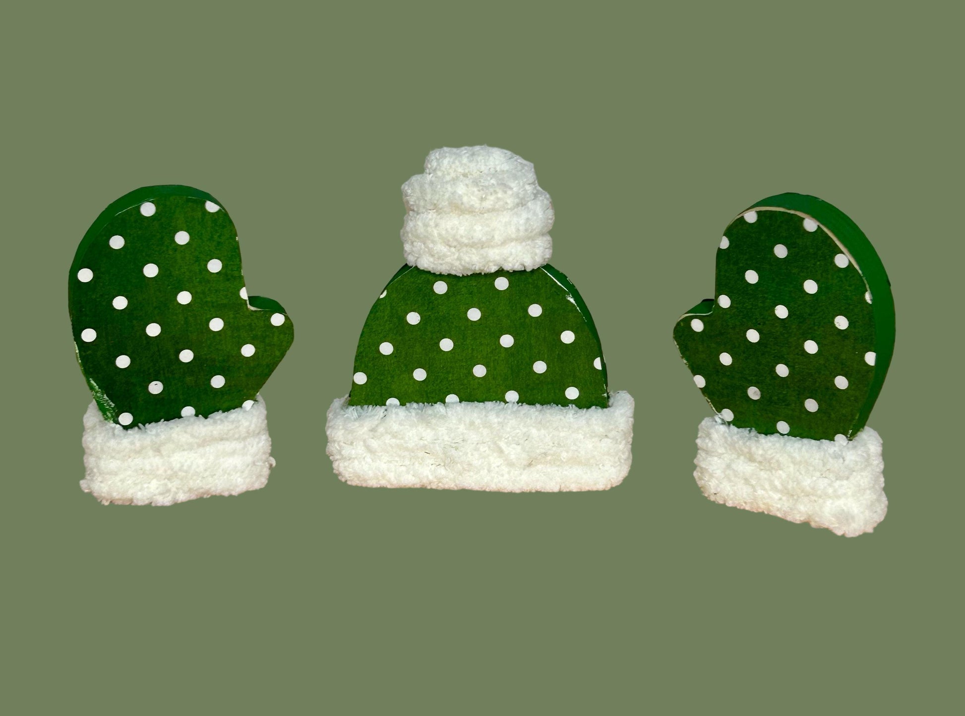 Winter Hat & Mitten Wood Block Sets / Winter Wood Blocks / Shelf Sitter / Tiered Tray Decor